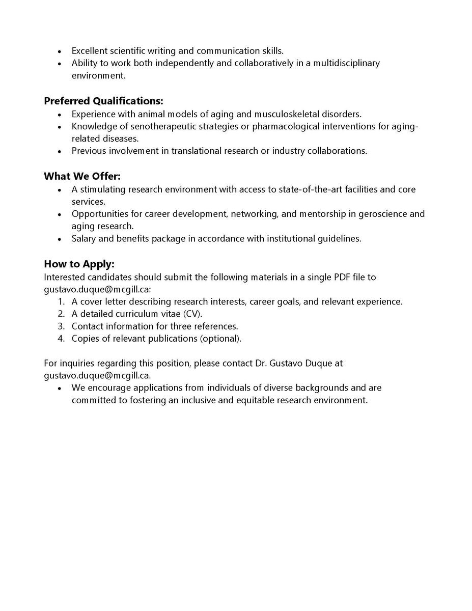 Gustavo Duque (@drgustavoduque) on Twitter photo We are looking for a Postdoc for our Bone, Muscle & Geroscience Group <a href="/RIMUHC1/">Research Institute of the MUHC (The Institute)</a>. Candidates must already be in Canada and ready to start. We are looking for a Postdoc for our Bone, Muscle & Geroscience Group <a href="/RIMUHC1/">Research Institute of the MUHC (The Institute)</a>. Candidates must already be in Canada and ready to start.