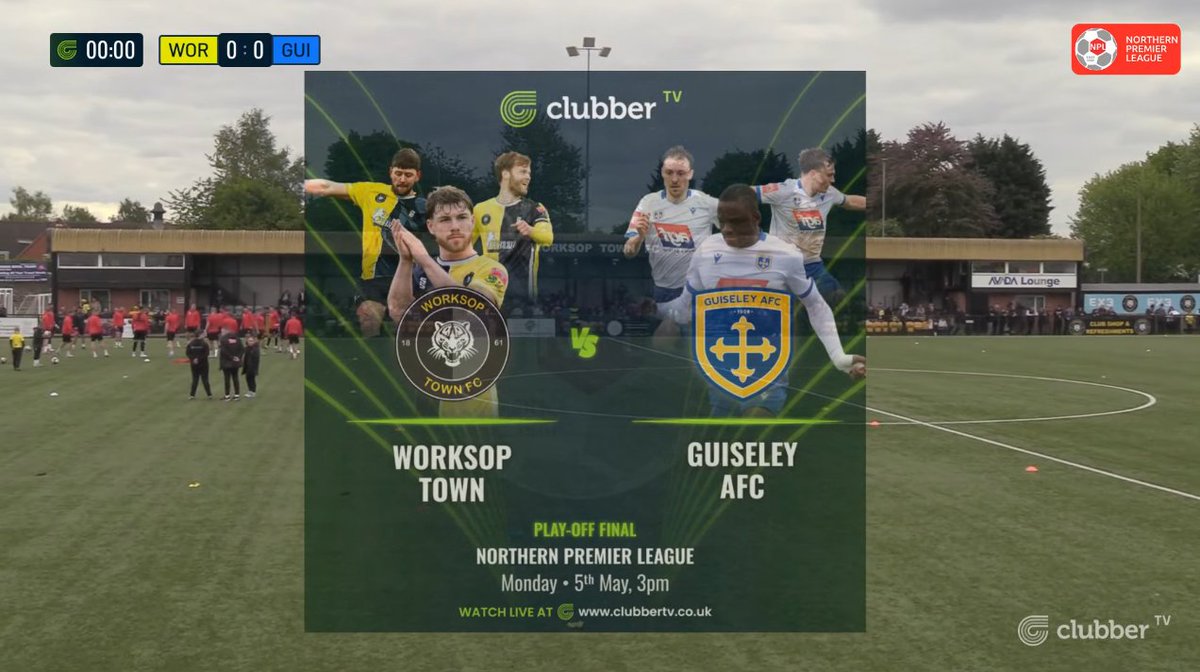 Clubber (@clubberfootball) on Twitter photo We are LIVE for the <a href="/NorthernPremLge/">The Pitching In Northern Premier League</a> Play-Off FINAL π
<a href="/worksoptownfc/">Workso(P) Town FC</a> π <a href="/GuiseleyAFC/">Guiseley AFC</a>, 3pm π
πΊ Watch it on clubbertv.co.uk We are LIVE for the <a href="/NorthernPremLge/">The Pitching In Northern Premier League</a> Play-Off FINAL π
<a href="/worksoptownfc/">Workso(P) Town FC</a> π <a href="/GuiseleyAFC/">Guiseley AFC</a>, 3pm π
πΊ Watch it on clubbertv.co.uk