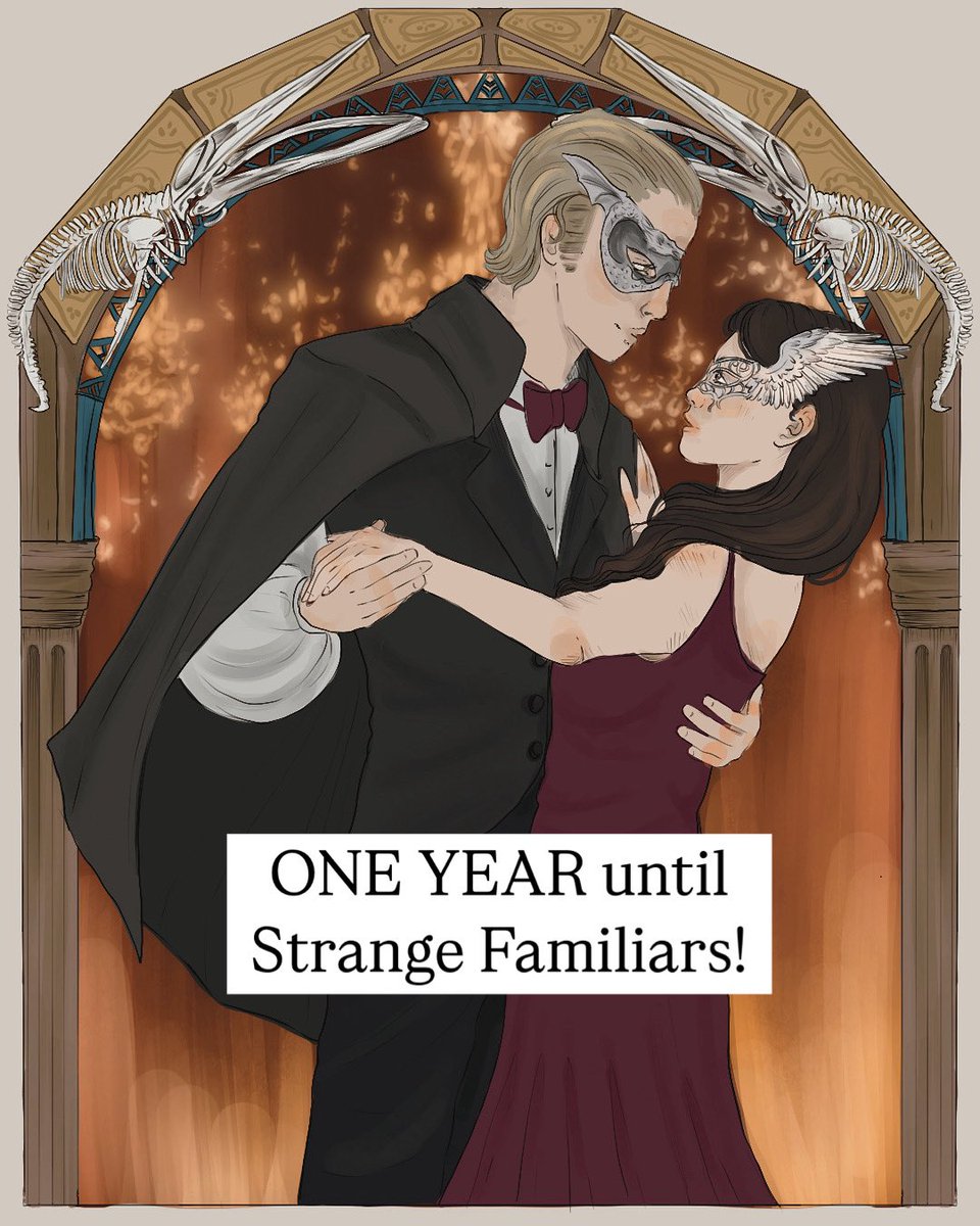 ONE YEAR until the release of Strange Familiars, my adult fantasy about a magical veterinary school where they treat witches familiars and mythical creatures!!!

Out with <a href="/AceBooksPub/">Ace Books</a> (Penguin random house) and <a href="/hodderscape/">Hodderscape</a> (Hachette) May 5 2026

Art by <a href="/Julsiji_art/">Jules Mar</a>