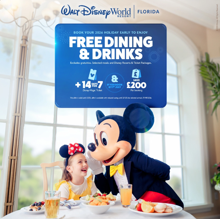 SarahFreemanTC's tweet photo. EARLY BOOKER OFFER NOW LIVE!!

Book your 2026 #WaltDisneyWorld stay with me by 1 July 2025 and enjoy these magical extras:

1) FREE Disney Dining &amp; Drinks*
2) Disney 14-Day Magic Ticket for the price of 7
3) Save an additional £200 per booking!

*T&amp;Cs Apply

Get in touch today! https://t.co/AG6Zcoe9lQ