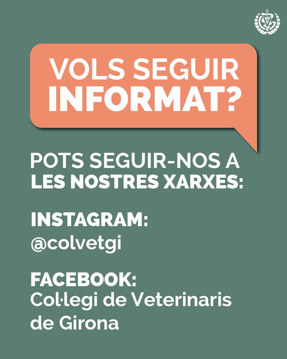 🔔 Vols estar al dia de les notícies que publiquem?

Segueix-nos a les xarxes socials i no et perdis cap novetat!

📸 Instagram: instagram.com/colvetgi/

📘 Facebook: facebook.com/ColVetGi/