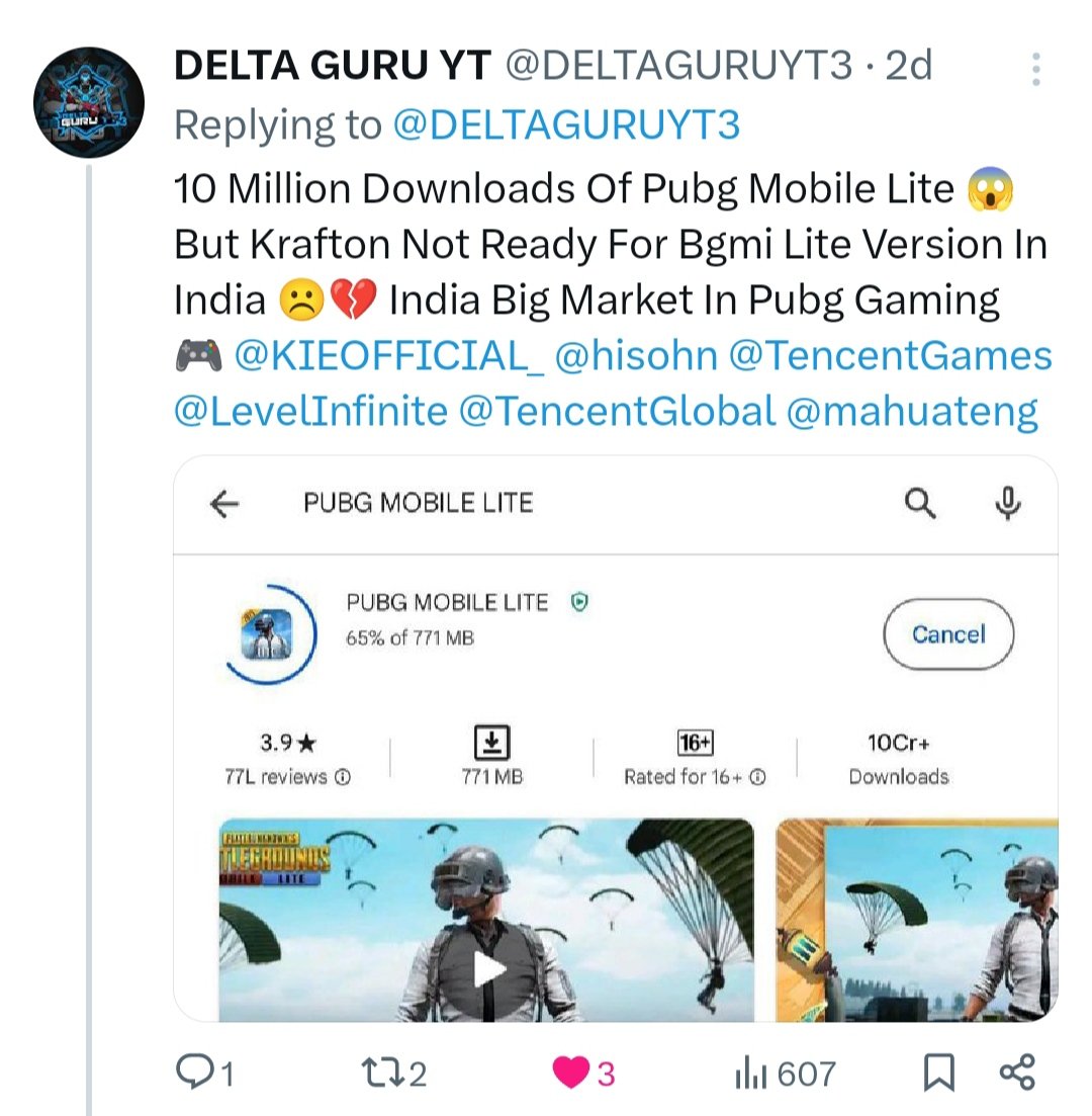 DELTAGURUYT3's tweet image. Pubg Mobile Lite Not a Game It&apos;s Emotion For Audience🥺💖 The Wait Will Always Last 😔 #WeWantPubgMobileLiteIndianVersion 🙏😫💔 @KIEOFFICIAL_ @TencentGames @TencentGlobal @LevelInfinite @Anuj_Tandon