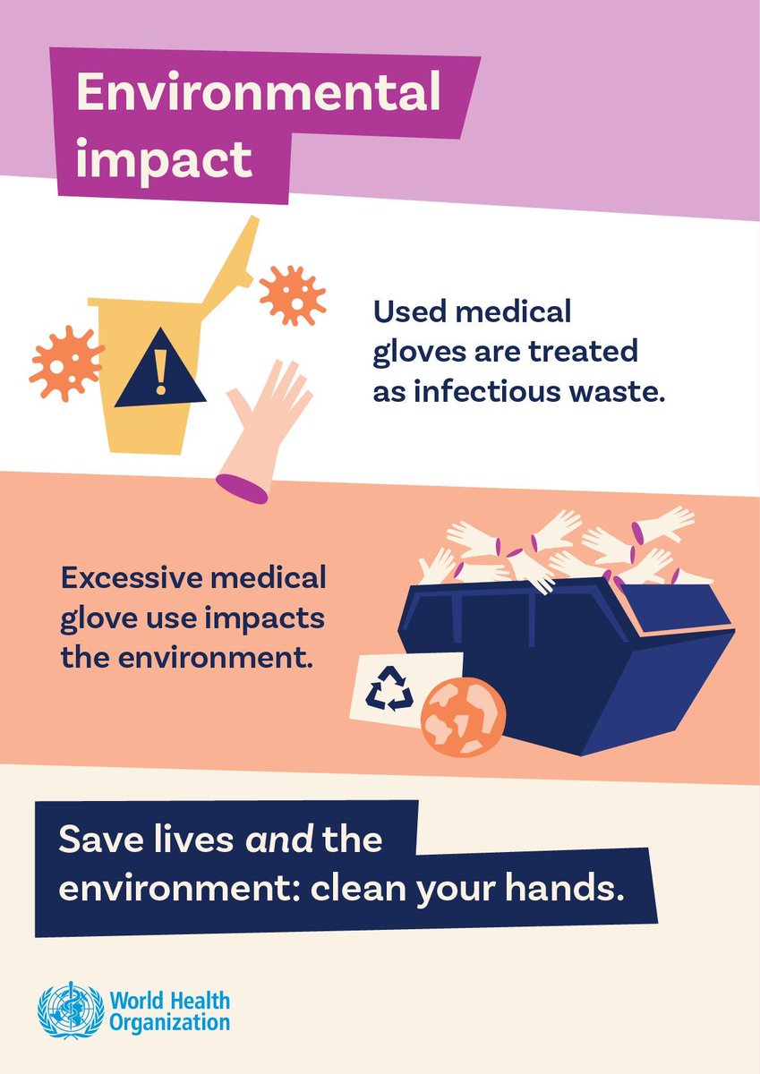 WHOSEARO's tweet image. Did you know❓ Overuse of medical gloves can harm our planet 🌏. 

#WorldHandHygieneDay #InfectionPrevention #HealthWorkers #WHO