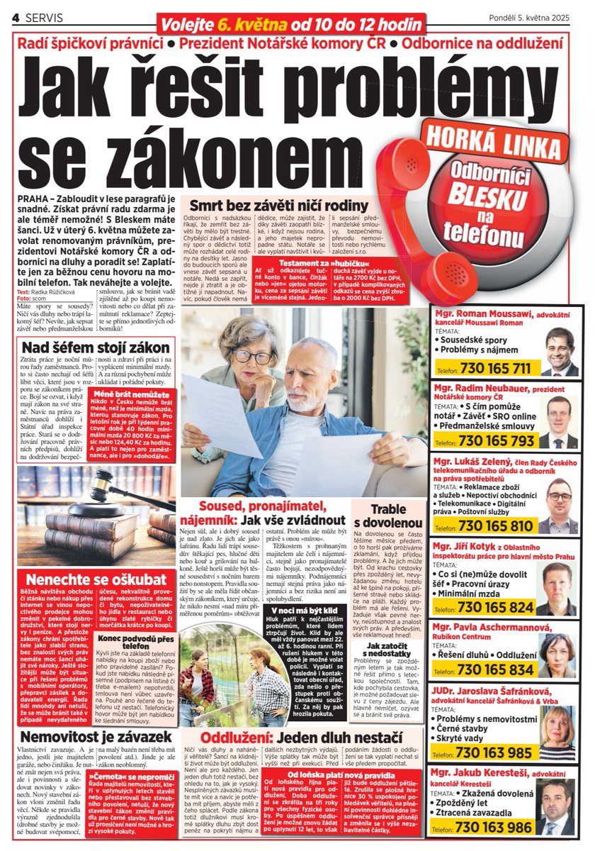 Rád řeším konkrétní problémy spotřebitelů. A tak zítra budu odpovídat na dotazy během akce Odborníci na telefonu, kterou pořádá deník Blesk. Rady se mohou týkat reklamací zboží či služeb, nákupů na internetu, nepoctivých obchodníků, telekomunikací a pošt nebo digitálních práv. 👇