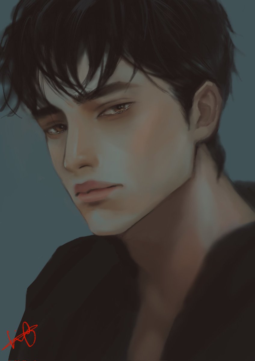 오랜만에 사진 응용 모작
손빼고 눈물추가!
남자얼굴 골격은 언제나 어렵....ㅜ ㅜ