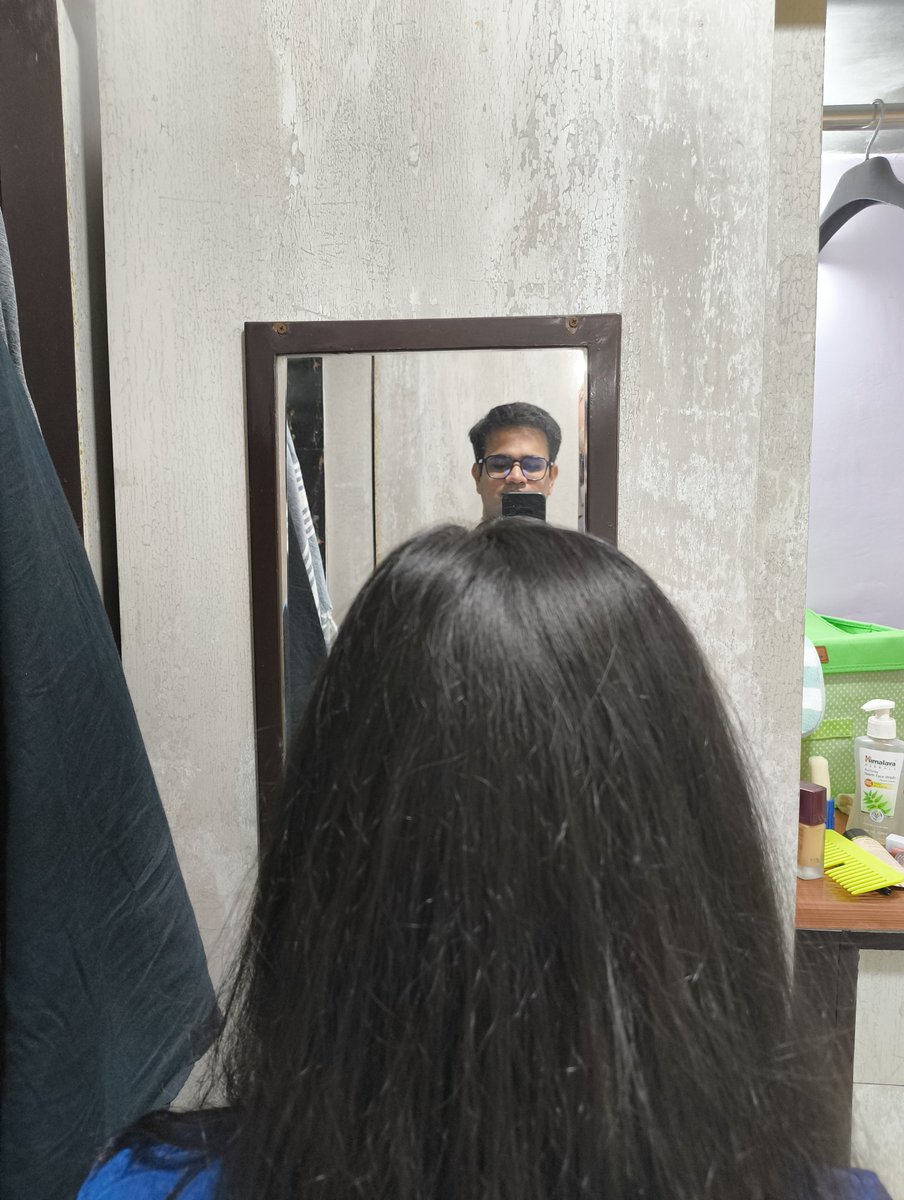 Remember boys, marry a girl shorter than you if you only have 1 mirror