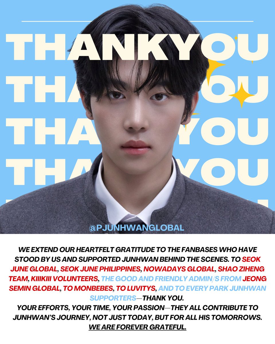 PARK JUNHWAN GLOBAL (@pjunhwanglobal) on Twitter photo And to one of the few voting partners all throughout the journey:
<a href="/SEOKJUNEGLOBAL/">SEOK JUNE GLOBAL</a>
<a href="/SEOKJUNEPH/">SEOK JUNE PHILIPPINES</a>
@NOWADAYSGLOBAL
<a href="/SHAOZIHENGGL/">SHAO ZIHENG GLOBAL</a>
KIIIKIII FANS
<a href="/SEMINGLOBAL/">JEONG SEMIN GLOBAL</a>
MONBEBEs
LUVITYs
and to ALL JUNHWAN FANS!
Thank u & I love u all!π
#λ°μ€ν #PARKJUNHWAN
#IDID #μμ΄λ§ #JUNHWANGLOBAL And to one of the few voting partners all throughout the journey:
<a href="/SEOKJUNEGLOBAL/">SEOK JUNE GLOBAL</a>
<a href="/SEOKJUNEPH/">SEOK JUNE PHILIPPINES</a>
@NOWADAYSGLOBAL
<a href="/SHAOZIHENGGL/">SHAO ZIHENG GLOBAL</a>
KIIIKIII FANS
<a href="/SEMINGLOBAL/">JEONG SEMIN GLOBAL</a>
MONBEBEs
LUVITYs
and to ALL JUNHWAN FANS!
Thank u & I love u all!π
#λ°μ€ν #PARKJUNHWAN
#IDID #μμ΄λ§ #JUNHWANGLOBAL