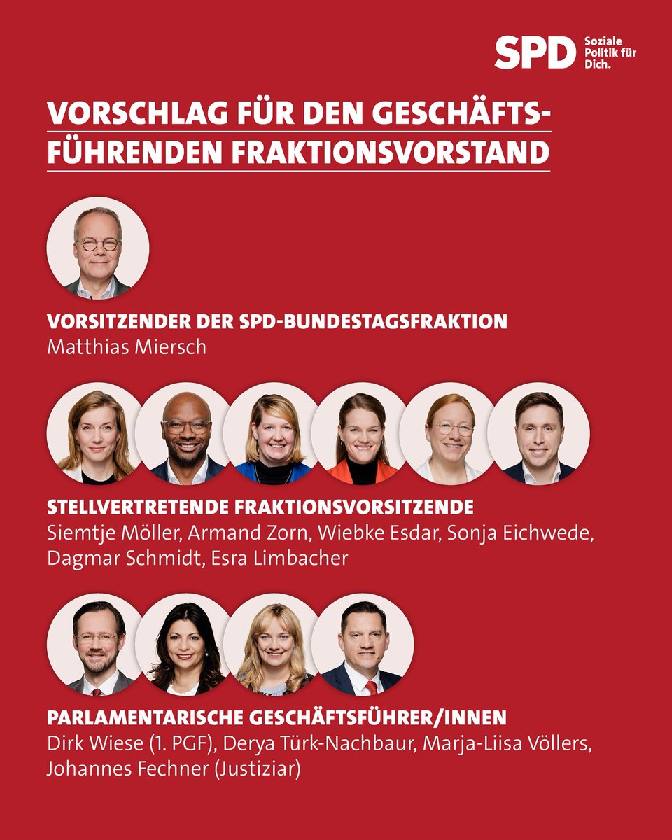 seeheimer's tweet image. Mit Blick auf die bevorstehenden Aufgaben liegt ein gemeinsamer Personalvorschlag für die neue Fraktionsführung der SPD-Bundestagsfraktion vor. In enger Abstimmung zwischen Partei- und Fraktionsführung sowie den drei Strömungen innerhalb der SPD ist die Einigung auf ein starkes,…