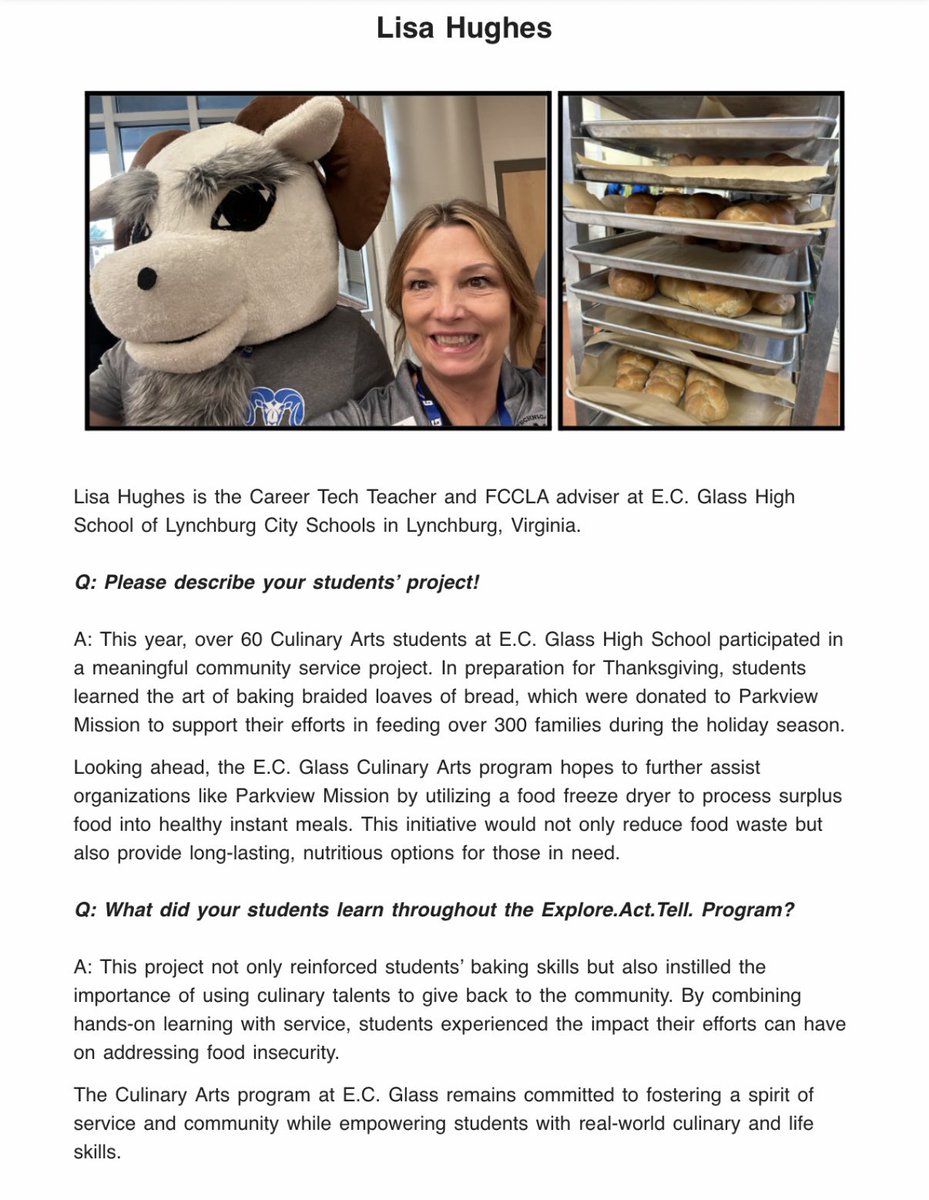 virginiafccla's tweet photo. Happy Teacher Appreciation Week! To kick it off, we want to recognize the four #FamilyAndConsumerSciences teachers and #VAFCCLA chapter advisers recognized last week by “Explore, Act, Tell” for their outstanding projects. Thank you for your leadership and service! #FCCLAfamily https://t.co/cwmUAEv3j8
