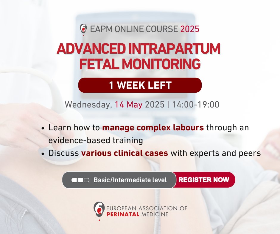 1 week left to join leading experts Online to advance your knowledge and expertise on  #Intrapartum #Fetal #Monitoring.

Join us online on Wednesday, 14 May 2025.
Register now👉: bit.ly/Fetal-Monitori…

#obgyn #fetus #fetalmedicine #perinatalmedicine #midwife #laboranddelivery
