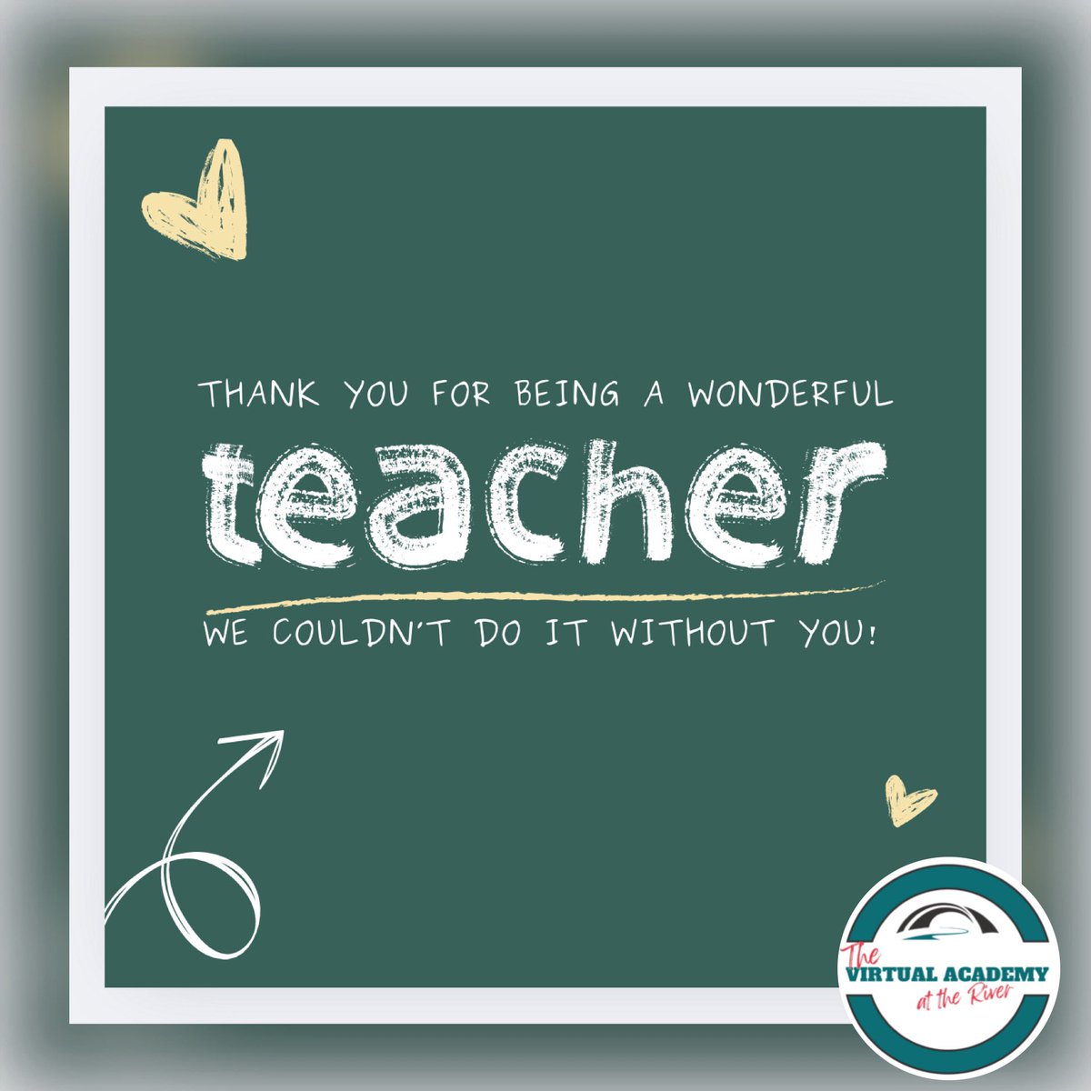 We want to wish all our amazing teachers a wonderful Teacher Appreciation Week!! 
Thank you! Thank you! Thank you! 

<a href="/ARKRIVERESC/">Arkansas River ESC</a> 

#thevirtualacademyattheriver #digitallearning #distancelearning #YourBestSolution #virtuallearning #teacherappreciationweek
