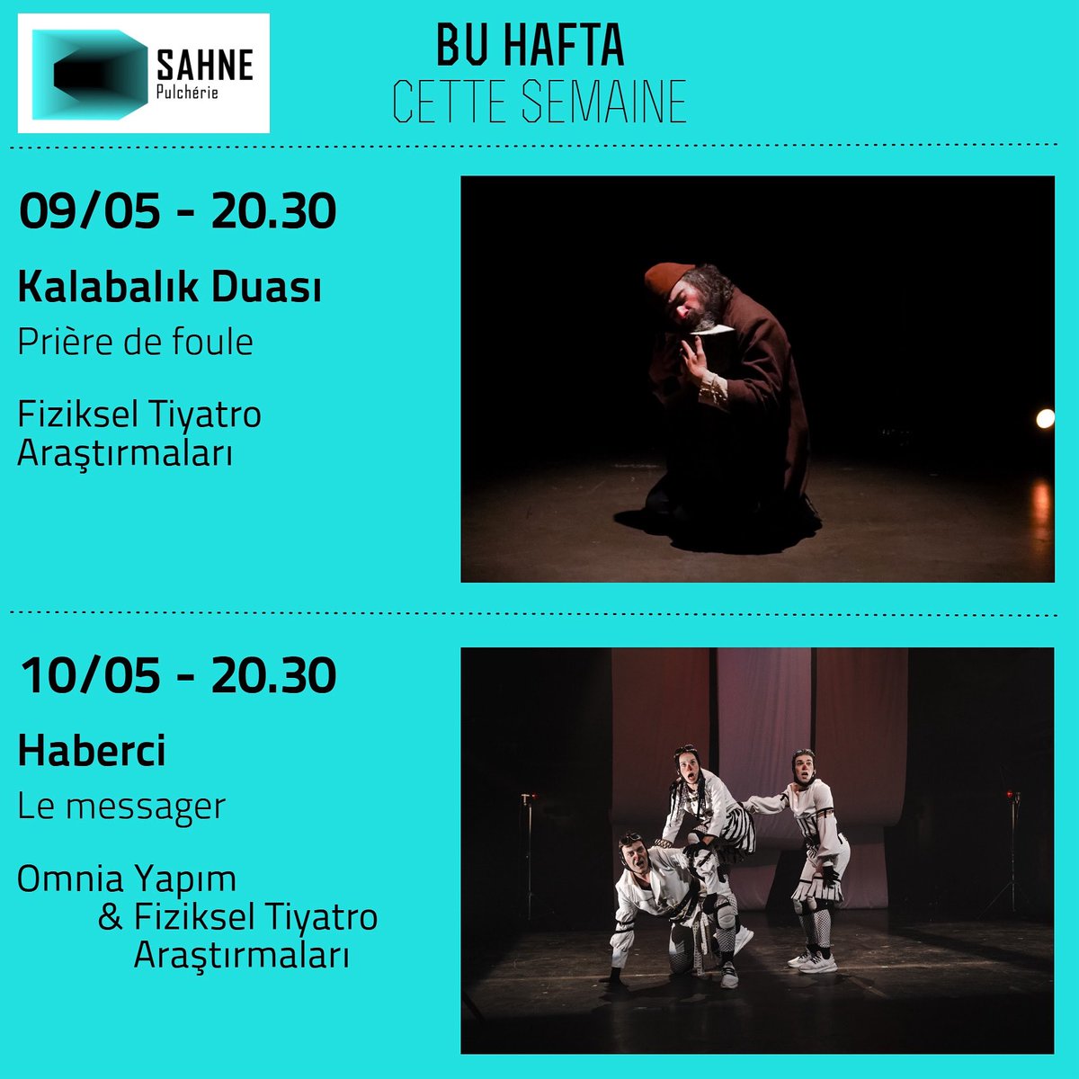 Bu hafta Sahne Pulchérie’de! Biletler <a href="/tiyatrolarcomtr/">tiyatrolarcomtr</a> | Cette semaine à Sahne Pulchérie !