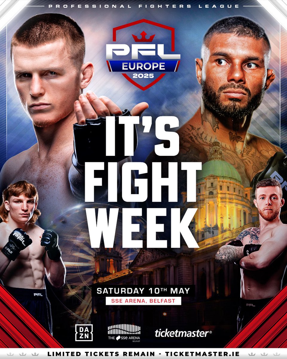PFL Europe (@pfleurope) on Twitter photo ๐๐๐ ๐๐๐๐๐ ๐๐๐๐! ๐ฅ
This Saturday, Paul Hughes returns home to The SSE Arena, where he takes on Brazilian knockout artist Bruno Miranda in the main event!
Lewis McGrillen enters enemy territory when he takes on Ballymenaโs Alan Philpott, who will have the crowd on ๐๐๐ ๐๐๐๐๐ ๐๐๐๐! ๐ฅ
This Saturday, Paul Hughes returns home to The SSE Arena, where he takes on Brazilian knockout artist Bruno Miranda in the main event!
Lewis McGrillen enters enemy territory when he takes on Ballymenaโs Alan Philpott, who will have the crowd on
