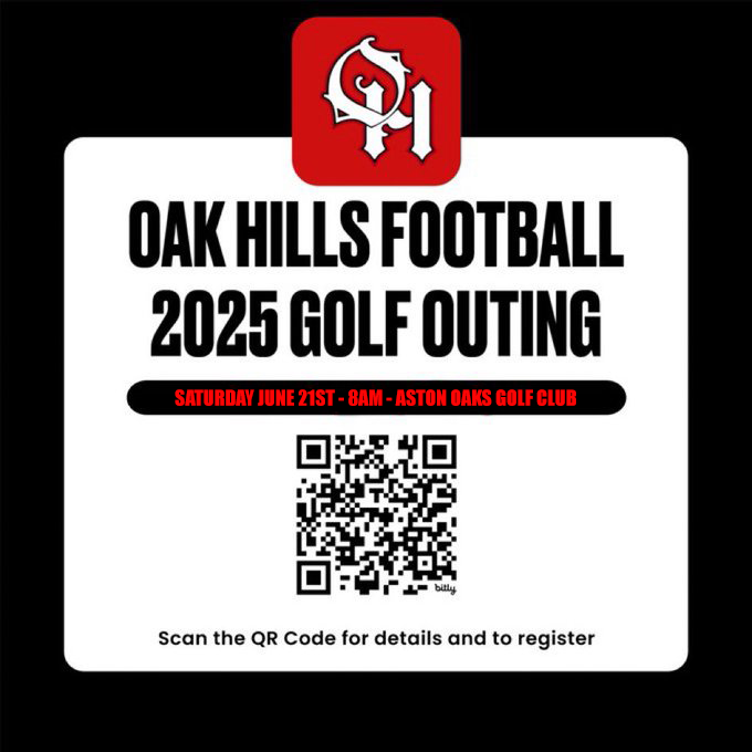 Oak Hills Football (@oakhillsfb) on Twitter photo Our Golf Outing has been rescheduled!! The new date will be Saturday June 21st at 8AM. Scan the QR Code to register!!
<a href="/rodenjustin/">CoachRoden</a> Our Golf Outing has been rescheduled!! The new date will be Saturday June 21st at 8AM. Scan the QR Code to register!!
<a href="/rodenjustin/">CoachRoden</a>