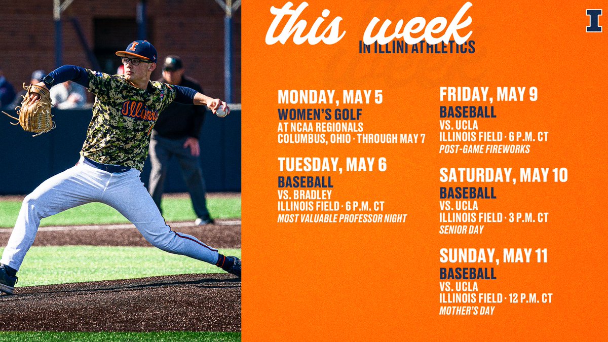 Spend your week at Illinois Field with <a href="/IlliniBaseball/">Illinois Baseball</a>!