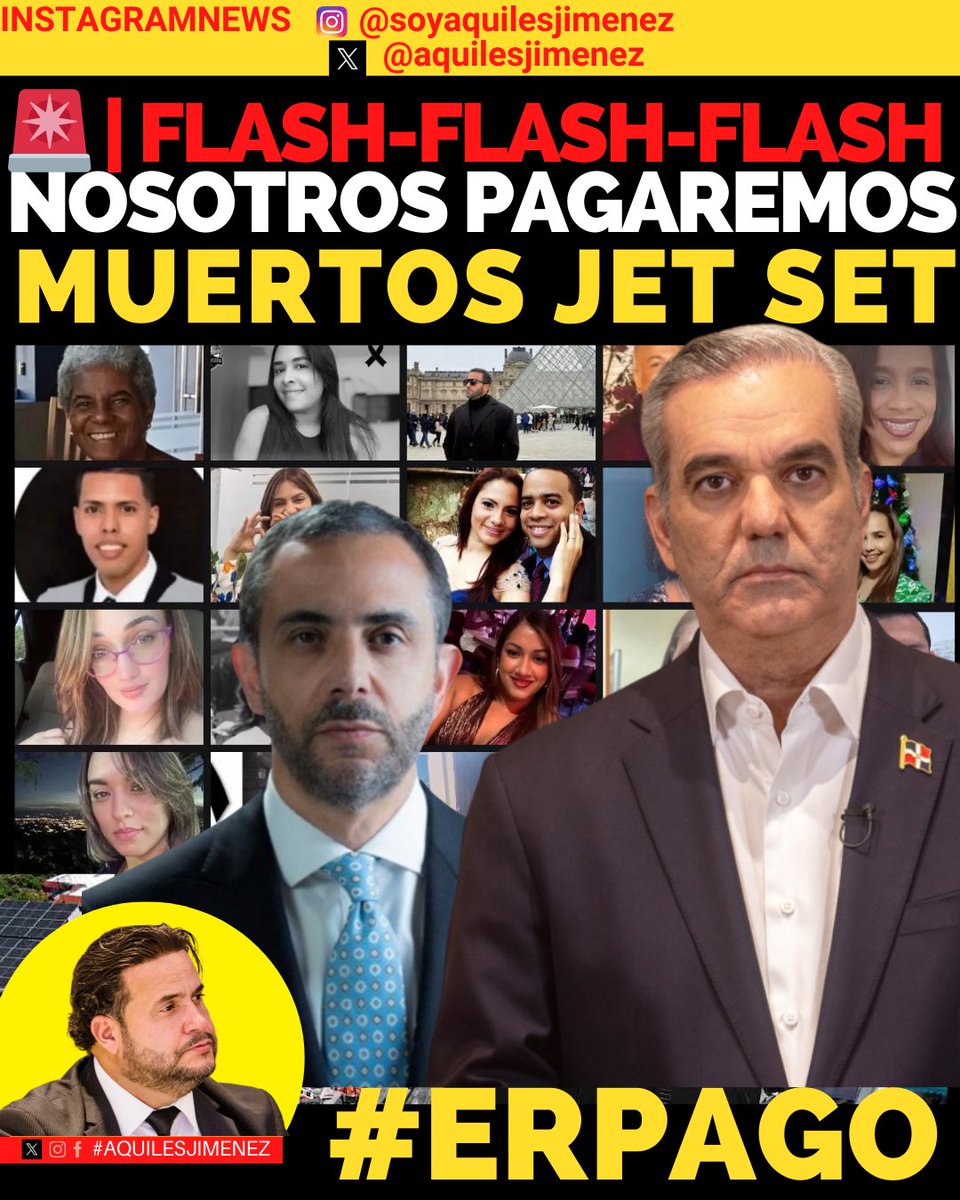 aquilesjimenez's tweet photo. Prepárense para el escándalo.

En las próximas horas se hará público un acuerdo secreto entre Luis Abinader @luisabinader y JET SET CLUB  para indemnizar con fondos del Estado a las familias de las víctimas del Jet Set.

Sí, dinero público para cubrir una tragedia privada.

Mientras tanto, no hay responsables presos. 

No hay sanciones institucionales al @AlcaldiaDN @MOPCRD @MinInteriorRD .

Solo silencio, encubrimiento y una nueva factura que paga el pueblo.

¡El pueblo no puede seguir pagando los muertos de los ricos!

indemnizar a las familias del Jet Set… con dinero del Estado.
¿Quién supervisara ese pago? 
¿Dónde está el decreto? 
¿Dónde está la ley que lo autoriza?

Esto no es justicia. 

Es corrupción encubierta.

Mientras tanto, los verdaderos responsables siguen libres, sin pagar un solo peso.

Los muertos los puso el pueblo. 
Y ahora también el dinero.