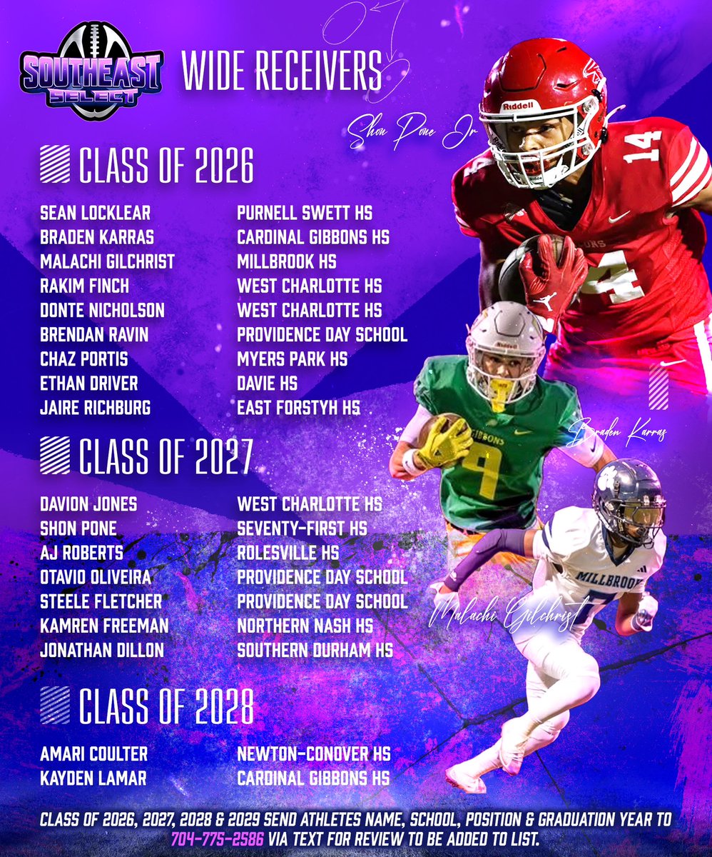 CFSRecruitment's tweet image. The Southeast Select WR Watchlist is here! Elite talent, big playmakers #WRWatchlist #SoutheastSelect