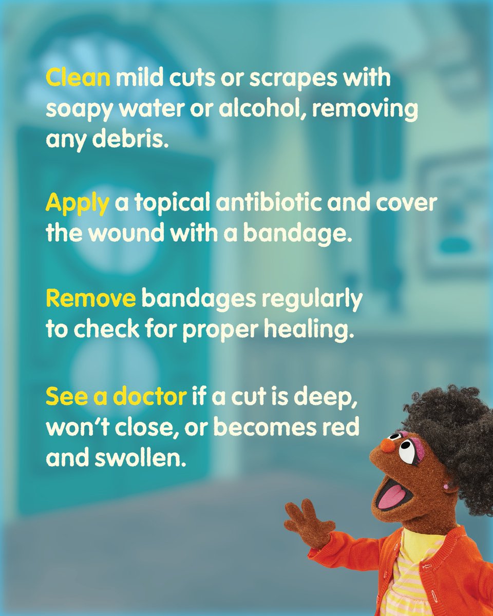 sesamestreet's tweet image. Scrapes and cuts are bound to happen, and it's important to treat them right away to help wounds heal properly. Watch NewYork-Presbyterian Hospital pediatrician Dr. Melanie Wilson-Taylor explain what to do the next time your child gets a boo-boo: m.sesame.org/TreatingBooBoos
-…
