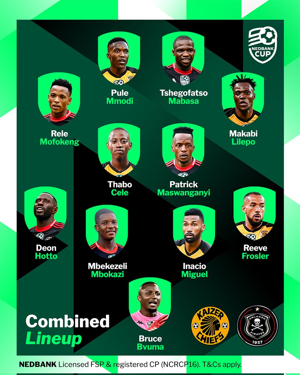 #UNPLAYABLE (@unplayableza) on Twitter photo ๐๐ข๐ ๐๐๐ก๐๐ ๐ซ๐
<a href="/nedbanksport/">Nedbank Sport</a>'s combined XI of this year's finalists (Chiefs/Pirates) ๐.
๐๐๐ค๐ช๐๐๐ฉ๐จ ๐ฅ๐ก๐๐๐จ๐โ๏ธ
#nedbankcupfinal ๐๐ข๐ ๐๐๐ก๐๐ ๐ซ๐
<a href="/nedbanksport/">Nedbank Sport</a>'s combined XI of this year's finalists (Chiefs/Pirates) ๐.
๐๐๐ค๐ช๐๐๐ฉ๐จ ๐ฅ๐ก๐๐๐จ๐โ๏ธ
#nedbankcupfinal