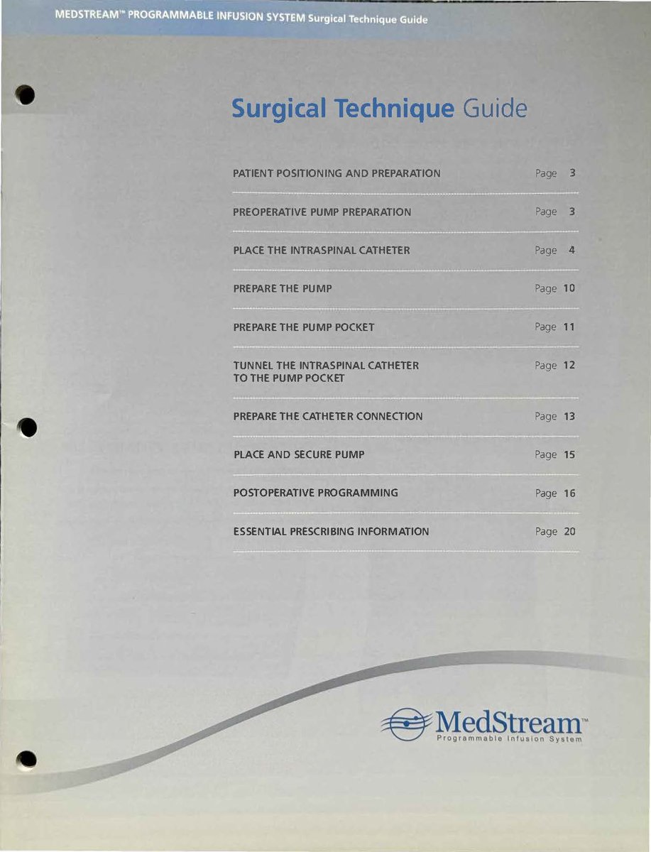 GeorgiosMatis's tweet photo. 🔹The history of #neuromodulation &amp; #intrathecal therapy!
🔹Part 1/3: The #Medstream pump - Surgical Technique Guide (2008)

#neuroscience #χρόνιοςπόνος #νευροτροποποίηση #λειτουργικήνευροχειρουργική #ενδορραχιαίαέγχυση #μορφίνη #ζικονοτίδη #μπακλοφαίνη #σπαστικότητα #TDD 

1/n https://t.co/9Y7FkVZ7tl