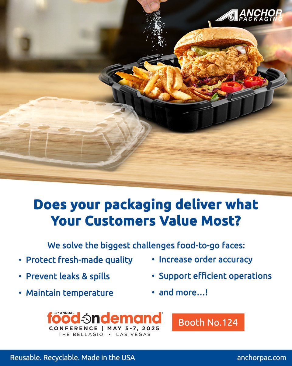 AnchorPackaging's tweet image. We can help create profitable growth for you, too, because when you exceed customer expectations, they come back for more.

Visit us at booth 124 at Food on Demand to learn more.

#FoodonDemand2025 #FODC25 #PackagingThatPerforms

@FOD_News