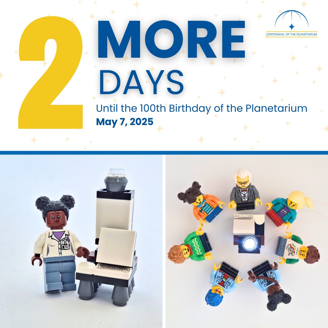 We are TWO DAYS AWAY from marking the 100th birthday of planetariums. How are you celebrating the centennial? Let us know below and join the celebration and share your memories using #Planetarium100 ✨ Learn more about the live-streamed event on May 7: planetarium100.org/centennial-pro…