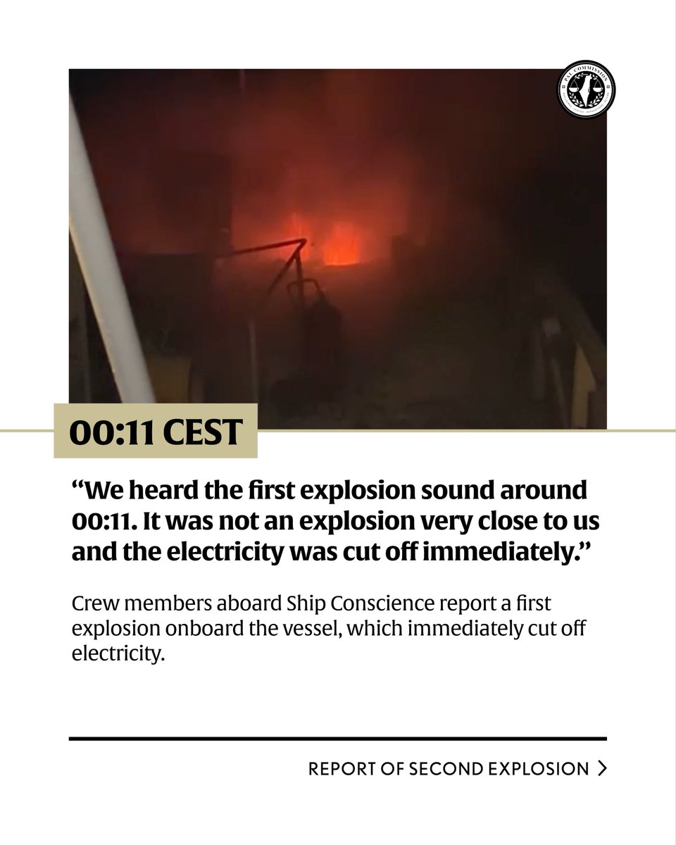 PALwarcrimes's tweet photo. On Friday 02 May 2025, the @GazaFFlotilla's Ship Conscience was attacked. A report by @ForensicArchi  outlines exactly what happened. #Malta has binding legal obligations, including providing safe harbor to Ship Conscience, which it must abide by. Learn more⤵️ (1/2) https://t.co/FvkcM9htmQ