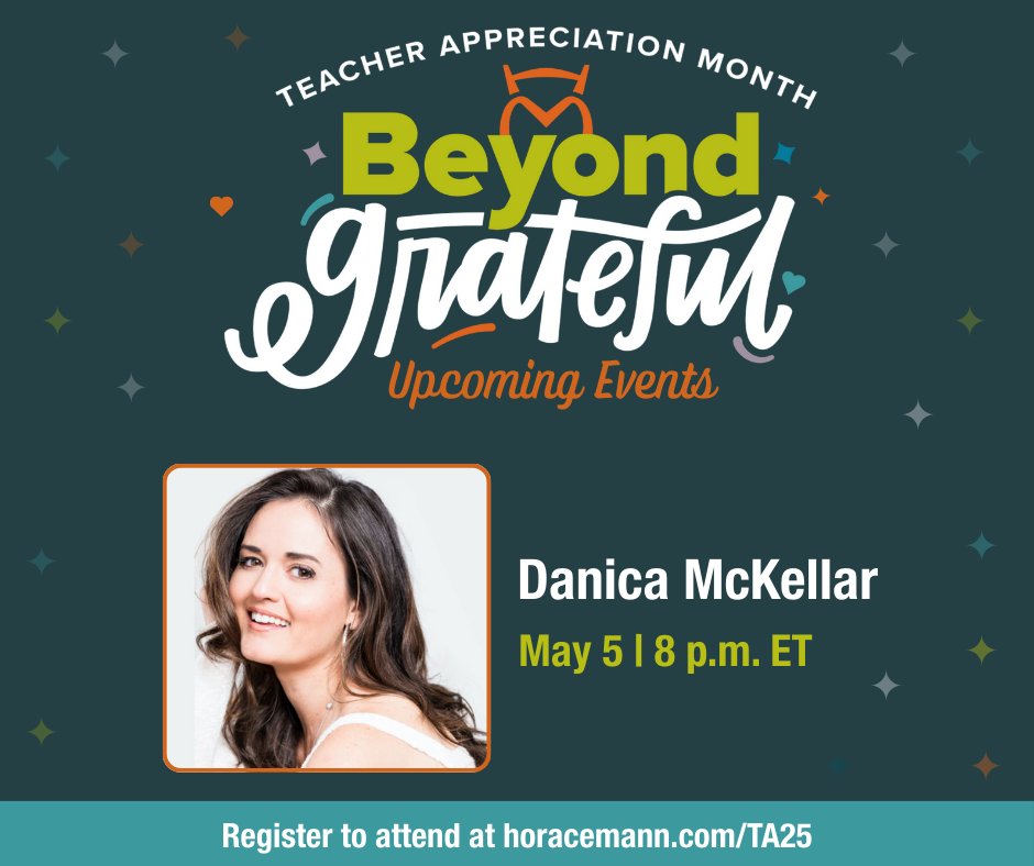 Join us tonight for an evening with Danica McKellar! From playing Winnie Cooper in The Wonder Years to earning her mathematics degree and authoring several books, hear how a passion for education and learning has shaped her journey.
Learn more: horacemann.com/TA25