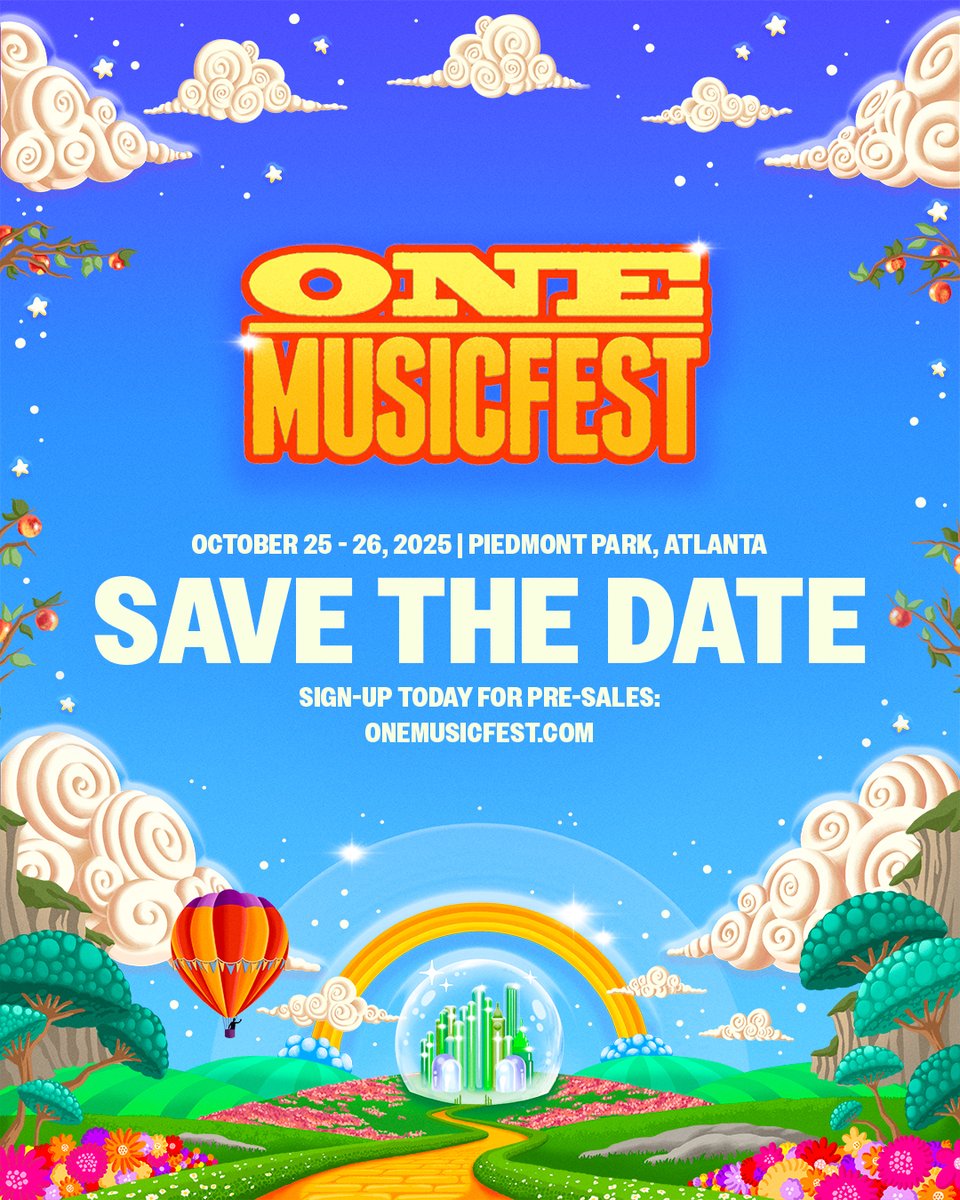 onemusicfest's tweet image. ✨THERE’S NO PLACE LIKE OMF!✨
The yellow brick road leads straight to Piedmont Park this October 25th & 26th for the most magical weekend of the year — ONE Musicfest!
#OMF2025 #ATL #ONEMusicfest
