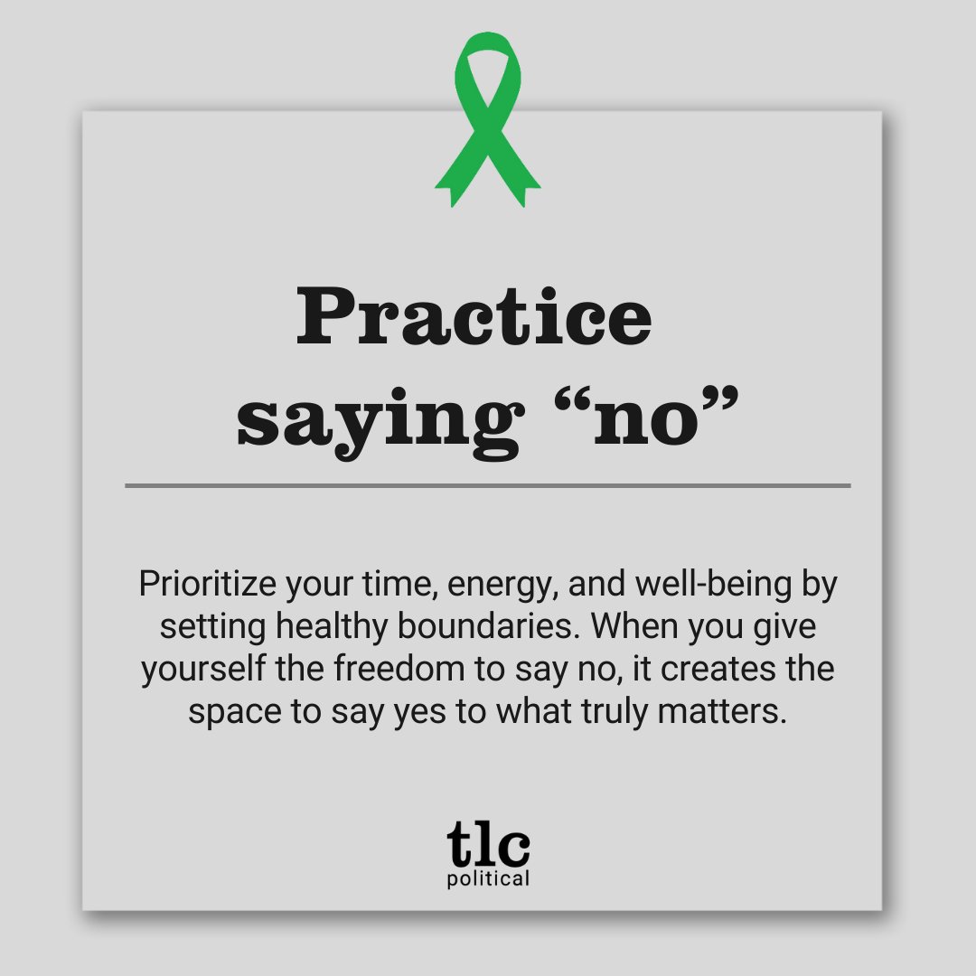 In honor of #MentalHealthAwarenessMonth, we’re sharing 1️⃣ actionable #mentalhealth tip every Monday this month. 

🙅 Tip #1: Practice saying “no.” Prioritize your time, energy, and well-being by setting healthy boundaries &amp; creating the space to say yes to what truly matters.