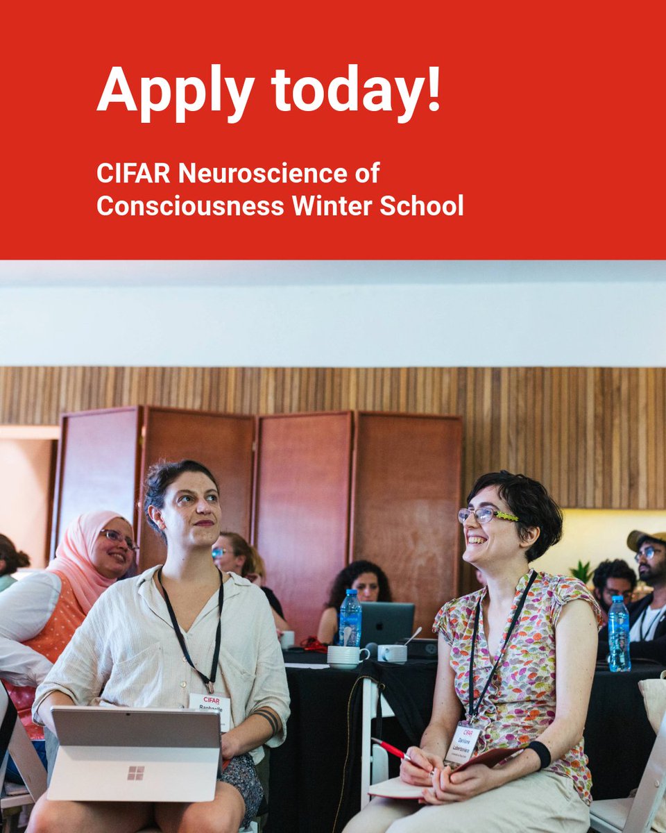CIFAR (@cifar_news) on Twitter photo #CIFARWinterSchool applications are now open!
Learn from top researchers studying the neuroscience of consciousness in a fully-funded, 3-day event for senior PhD and post-doctoral fellows, hosted by CIFAR and <a href="/TempletonWorld/">Templeton World Charity Foundation</a>.
Apply by June 23! cifar.ca/next-generatio… #CIFARWinterSchool applications are now open!
Learn from top researchers studying the neuroscience of consciousness in a fully-funded, 3-day event for senior PhD and post-doctoral fellows, hosted by CIFAR and <a href="/TempletonWorld/">Templeton World Charity Foundation</a>.
Apply by June 23! cifar.ca/next-generatio…