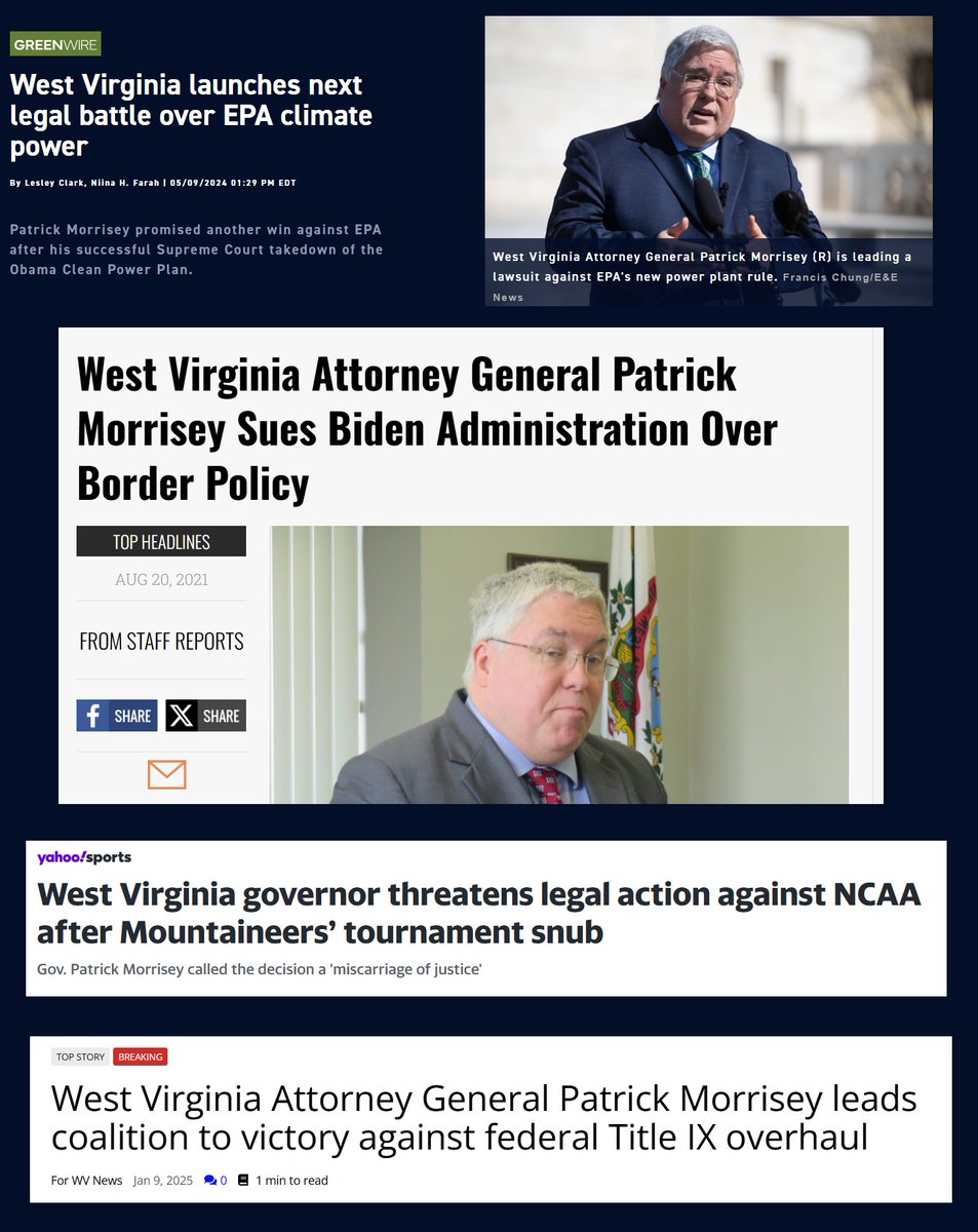 Glenn Elliott (@elliottforwv) on Twitter photo So <a href="/wvgovernor/">Governor Patrick Morrisey</a> is now saying that he won't challenge this Administration's drastic and likely illegal #AmeriCorps cuts because he believes in "collaboration" instead of lawsuits. This man has built his entire brand on suing anything that moves if there was political opportunity So <a href="/wvgovernor/">Governor Patrick Morrisey</a> is now saying that he won't challenge this Administration's drastic and likely illegal #AmeriCorps cuts because he believes in "collaboration" instead of lawsuits. This man has built his entire brand on suing anything that moves if there was political opportunity
