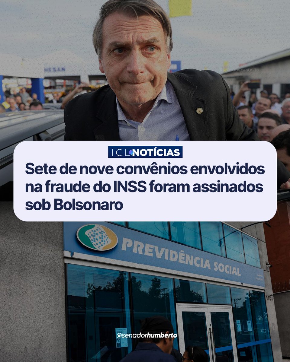 GRAVE! Bolsonaro deu o aval para 7 dos 9 convênios fraudulentos no INSS. Ao contrário do desgoverno passado - que deixou a bandalheira seguir livremente -, Lula agiu e acabou com o esquema. É essa a diferença entre quem só fala e quem faz!