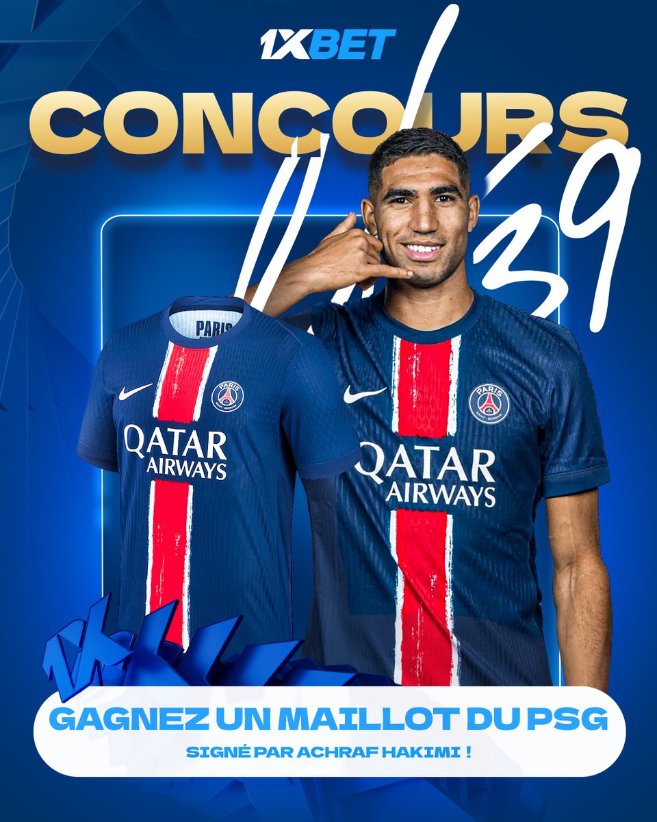 1xBet_Francais's tweet photo. 🎁 CONCOURS 

Écrivez le meilleur match de la carrière d'Achraf Hakimi et gagnez un maillot du PSG ❤️

Nous choisirons au hasard 1️⃣ gagnant⚡️

Résultats : Mardi ✅

#UCL | #ChampionsLeague | #Hakimi | #PSGARS https://t.co/ng7dk7Cs47