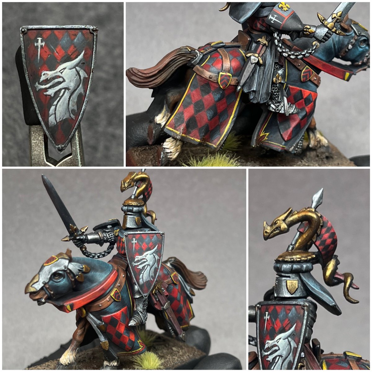 ナイトオブレルム、今回ペイント依頼の最後の一人、チャンピオンのブラックドラゴンナイト！！
#WarhammerCommunity #ブレトニア　#TheOldWorld #黒熊ペイント委託