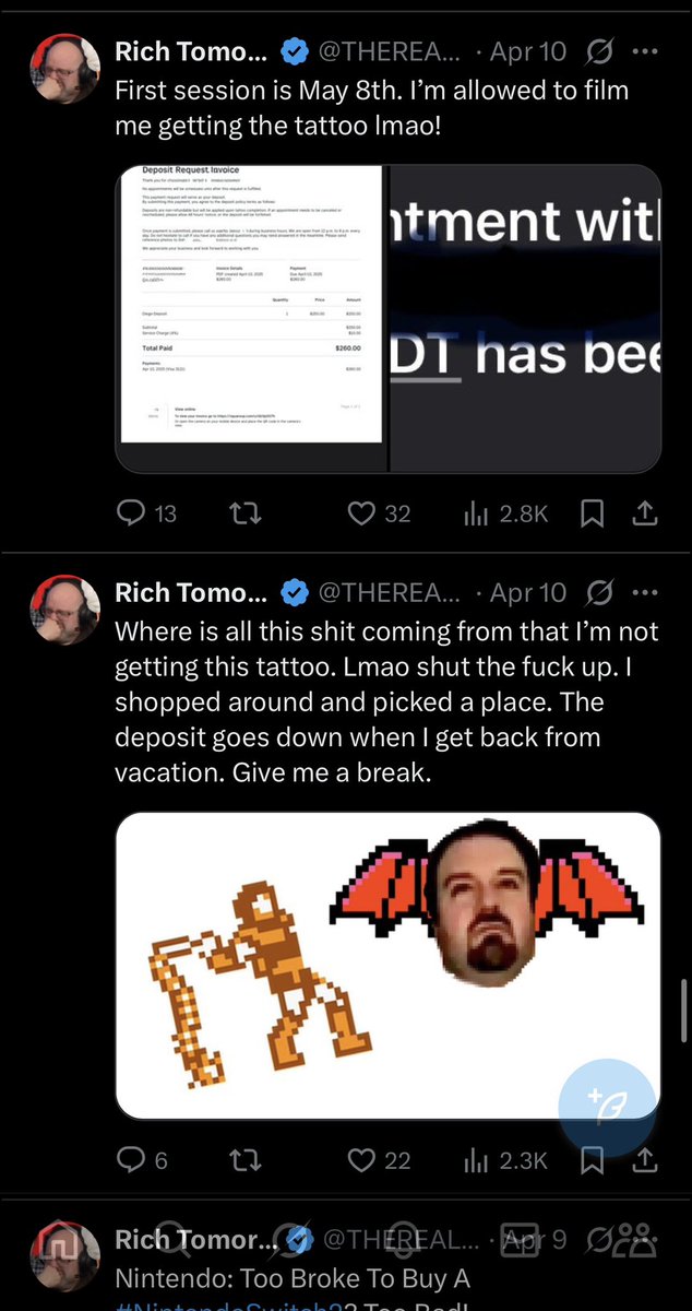 Bigcake73's tweet image. So we’re a few days away from that so-called tattoo. What’s the excuse he gives that he’s not going to get it sick family member, his daughter something just comes up,or he has beef with the tattoo person, stating they would do one thing and they’re doing another place your bets
