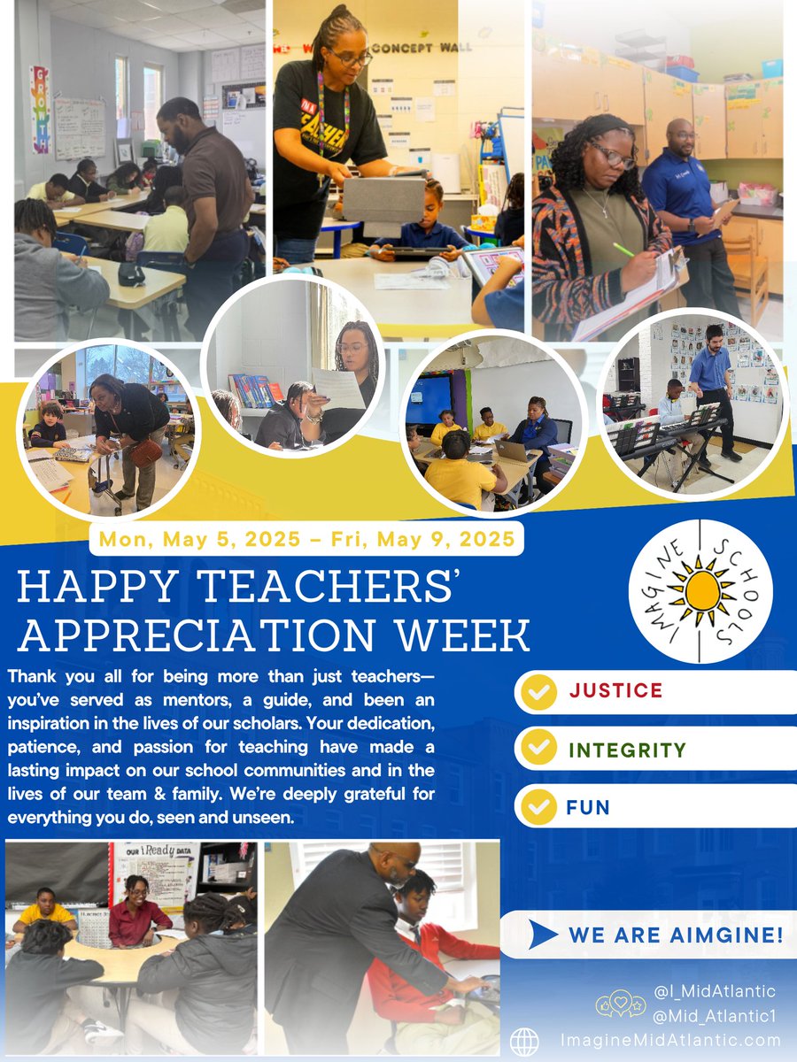 Their job is more than teaching...we can never not APPRECIATE our Teachers/Educators/Team &amp; Family.
✨️✨️✨️✨️✨️
Happy Teachers Appreciation Week 📖 📚 📘 📗 
___________
#WeAreImagine #WeAreImagineMidAtlanticRegion #TeamAndFamily #SharedValues #TeachersAppreciationWeek