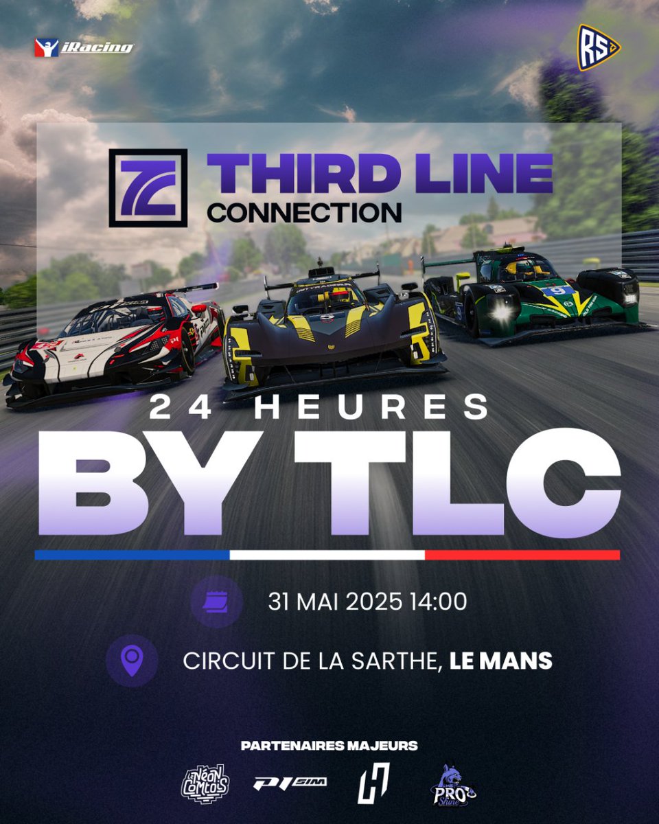 Plus d'une cinquantaine d'équipages sont déjà inscrits pour participer aux 24h by TLC !

Rejoignez dès à présent le Discord de la ThirdLineConnection discord.gg/8ezs6vUW et allez vous inscrire, des places en GTP sont encore disponibles😉 

#simracing #iracing #endurance