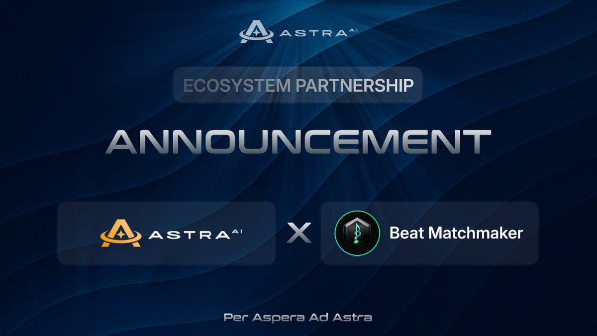 Beat Matchmaker (@beatmatchmaker) on Twitter photo Beat Matchmaker x AstraAI Ecosystem Partnership 🤝
We’re excited to officially announce our strategic partnership with <a href="/AstraLabs_Inc/">AstraLabs Inc.</a> a powerhouse at the intersection of AI, KOL tracking, and Web3 infrastructure.
What this means for $BEAT:
• We’ve integrated Astra’s Beat Matchmaker x AstraAI Ecosystem Partnership 🤝
We’re excited to officially announce our strategic partnership with <a href="/AstraLabs_Inc/">AstraLabs Inc.</a> a powerhouse at the intersection of AI, KOL tracking, and Web3 infrastructure.
What this means for $BEAT:
• We’ve integrated Astra’s