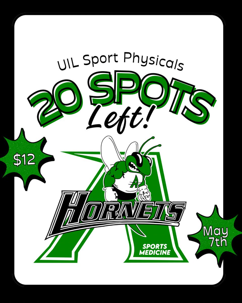 💚20 Spots Left💚
Get your tickets - azleathletics.payments.school