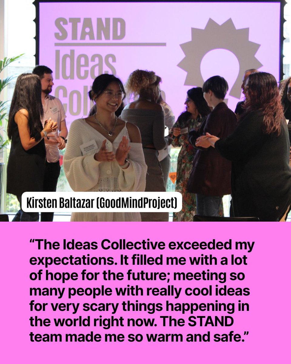 Through the Ideas Collective, Kirsten Baltazar initiated the GoodMindProject, focusing on mental health awareness and support. The programme connected her with like-minded individuals striving for positive change. 
Do YOU have an idea to make a difference? stand.ie/what-we-do/ide…