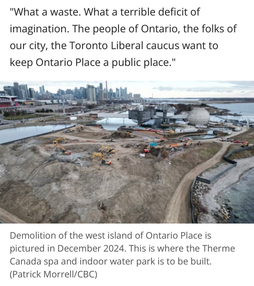 normsworld's tweet photo. More 2019-era Adam Vaughan: "What a waste. What a terrible deficit of imagination. The people of Ontario, the folks of our city, the Toronto Liberal caucus want to keep Ontario Place a public place." #topoli #onpoli #cdnpoli https://t.co/dRUziN3NTQ