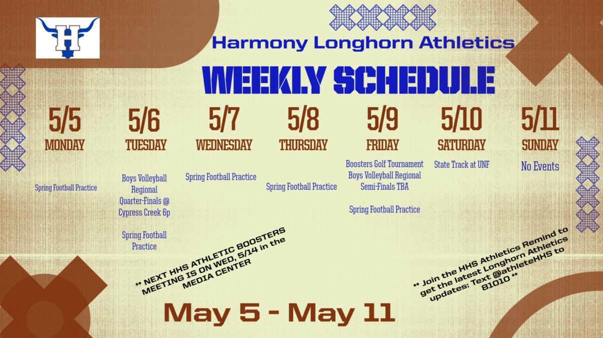 A lighter sports week but our Boys Volleyball is heading to Regionals for the 1st time ever!  Also- we have our HHS Athletic Boosters Golf tournament this Friday- today is the last day to submit a team.  Track States this weekend as well!  #harmonyathletics