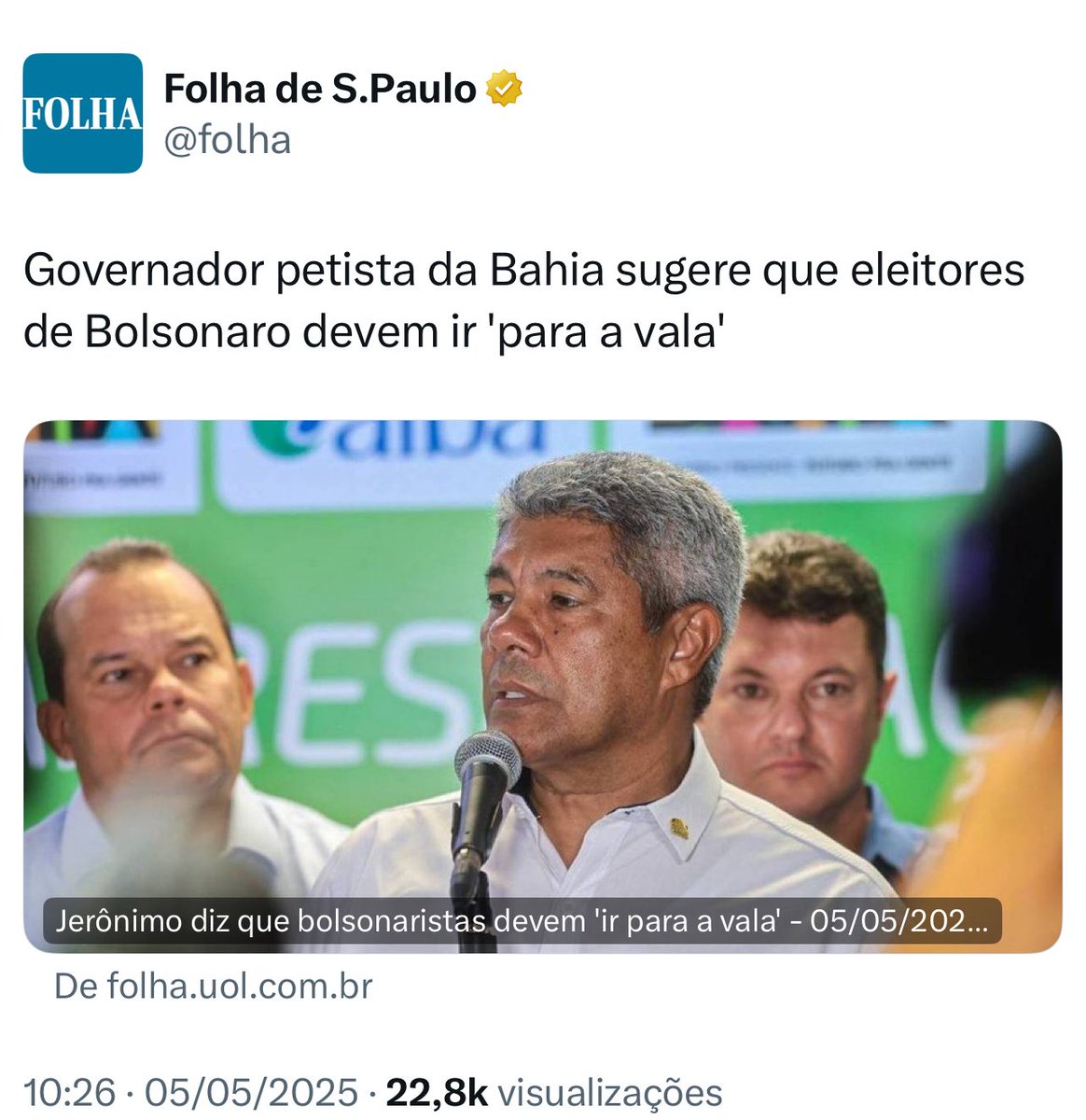 brom_elisa's tweet photo. Isso não é discurso de ódio? Ou só vale quando vem da direita?

Se fosse o contrário, já seria caso de prisão e manchete mundial. Mas é um petista, então a militância aplaude. https://t.co/adcARiHC6U