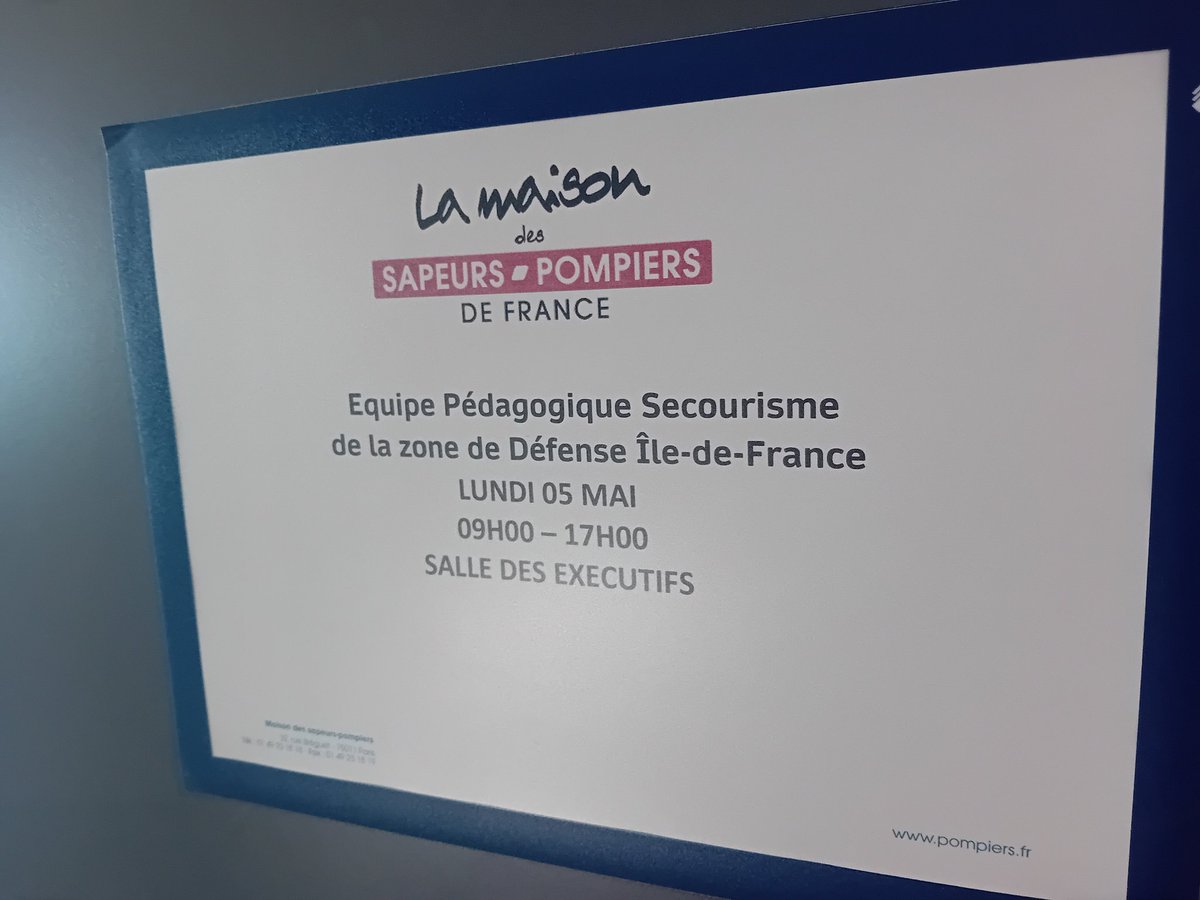 Réunion de l'équipe pédagogique zonale SSUAP des <a href="/Sdis77/">Sapeurs-Pompiers 77</a> <a href="/sdis91/">Sapeurs-pompiers 91</a> <a href="/pompiers78/">pompiers78</a> et du <a href="/valdoise/">Département du Val d'Oise</a> à la maison des  <a href="/PompiersFR/">Pompiers de France</a>

Merci pour l'accueil.

<a href="/BoslandJP/">Jean-Paul Bosland</a> <a href="/GregoryAllione/">Grégory Allione</a>
<a href="/Interieur_Gouv/">Ministère de l'Intérieur</a> <a href="/EBrocardi/">Porte-parole des sapeurs-pompiers de France</a>
<a href="/iledefrance/">Région Île-de-France</a> <a href="/OdpPompiers/">ODP Sapeurs-Pompiers de France</a> <a href="/Paris/">Paris</a>