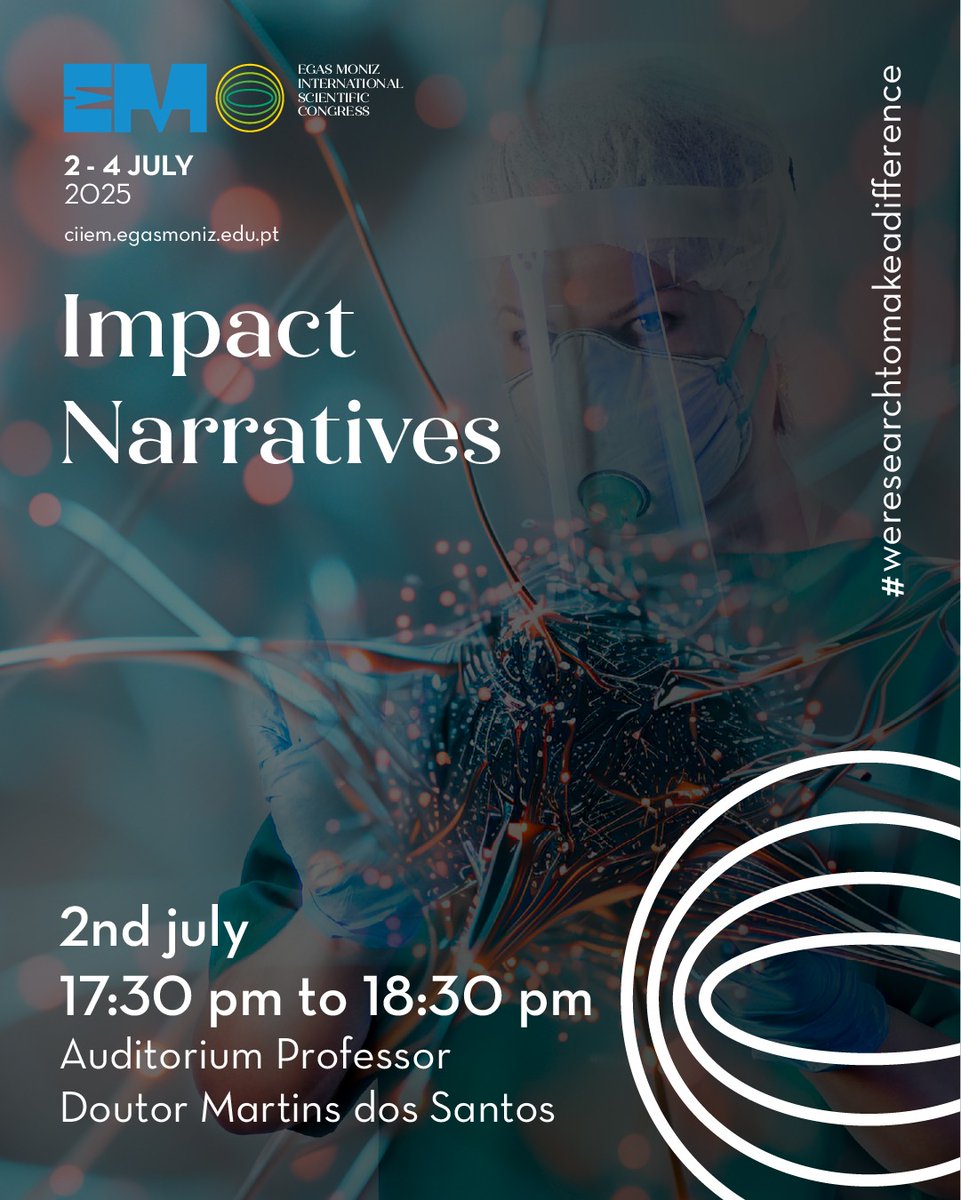 |7th CiiEM International Congress 2025|
📷 Save the Date!
📷 July 2 | 5:30 PM
📷 Egas Moniz Campus | #CiiEM2025
📷 Impact Narratives – a bold session on research that matters. Let’s talk science with purpose, openness, and real-world impact.
Be there. Make it count. 📷