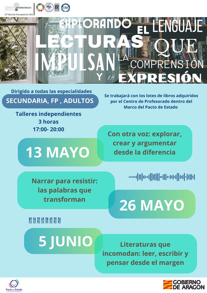 3 talleres para Primaria, 3 para Secundaria y 3 Círculos de lectura. Trabajar la inclusión, igualdad, diversidad a través de libros y lecturas. 
Inscripciones 👉espaciomariadeavila.es