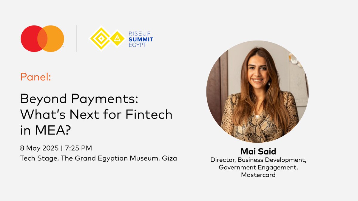 Hear from Mai Said, Director of Business Development, Government Engagement at #Mastercard, at <a href="/riseupsummit/">RiseUp</a> 2025 as she dives into how innovation, collaborations, and emerging technologies are reshaping the future of financial services across the region.

📅 8 May 2025
🕖 7:25