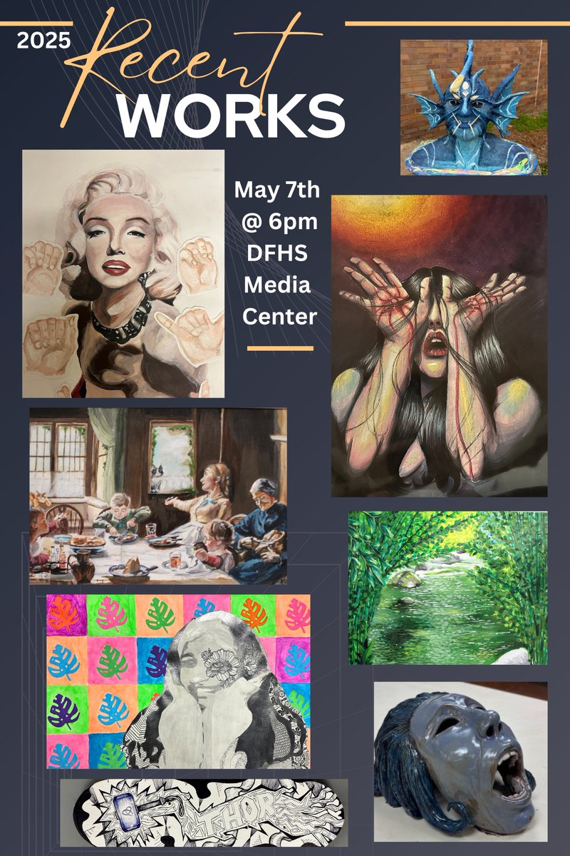 dutchforkhigh's tweet image. You are warmly invited to attend our official art showcase event on May 7th at 6pm in the media center. Please join us to celebrate our students' talent and hard work from this year. We hope to see you there!