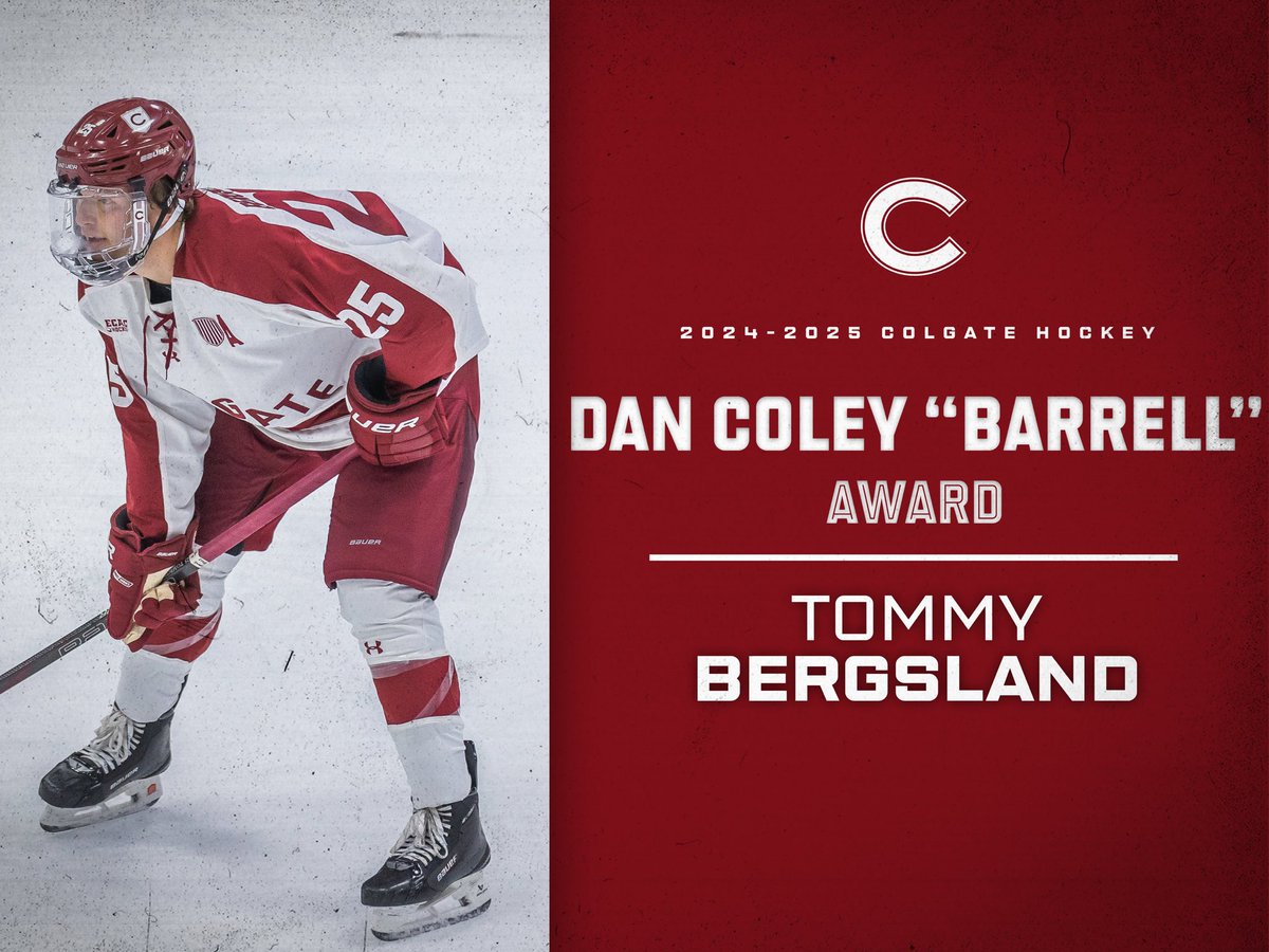 This year’s recipient of The Dan Coley “Barrell” Award, given to the best defenseman, is Tommy Bergsland!

#GoGate
